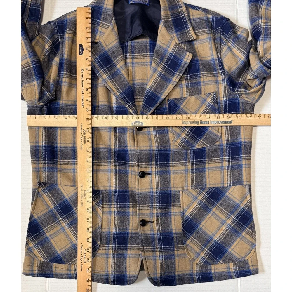 PENDLETON - Men's Vintage Plaid 100% Virgin Wool Blazer Jacket USA Made - Medium